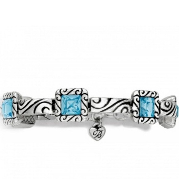 Brighton Regina Bracelet Silver-Aqua Like New WOT - Picture 1 of 2